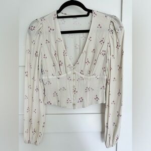Aritzia - Wilfred Isola Blouse in Bone/Plum - Size XS 🌸